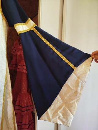 Vestido medieval azul y blanco talla única