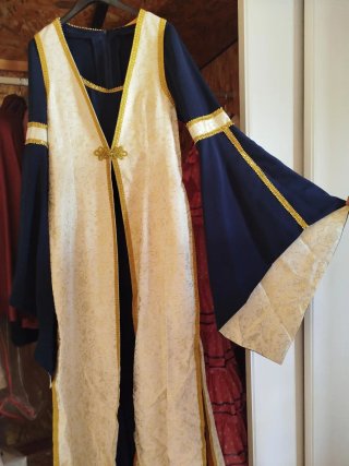 Vestido medieval azul y blanco talla única