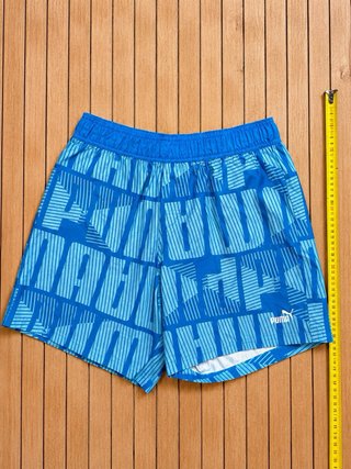 Vintage Style PUMA Y2K Blue Geometric Beach Shorts