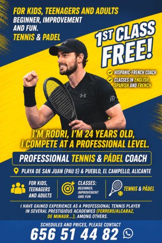 Tennis/Pádel Lessons in Alicante. 1st lesson FREE!