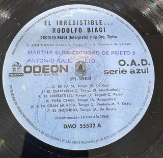 Rodolfo Biagi LP Tango El Irresistible