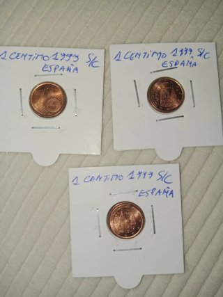 S/C. 9 Monedas España 1999: 5, 2 y1 Céntimo España