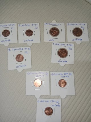 S/C. 9 Monedas España 1999: 5, 2 y1 Céntimo España