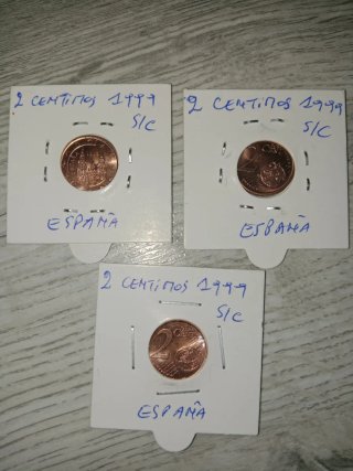 S/C. 9 Monedas España 1999: 5, 2 y1 Céntimo España