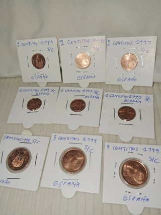 S/C. 9 Monedas España 1999: 5, 2 y1 Céntimo España