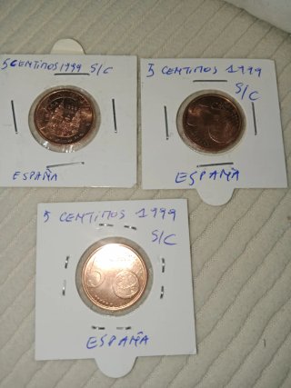 S/C. 9 Monedas España 1999: 5, 2 y1 Céntimo España
