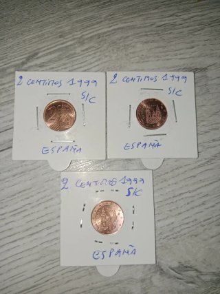 S/C. 9 Monedas España 1999: 5, 2 y1 Céntimo España