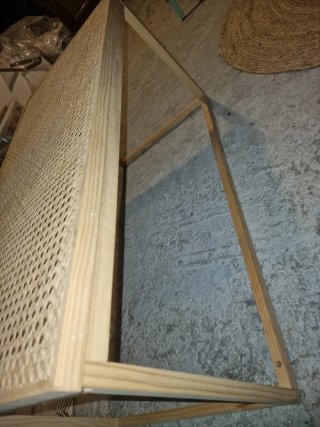 Mesa de centro de ratán y madera