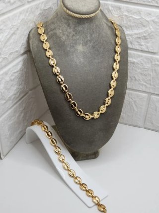 Conjunto Calabrotes Acero Quirúrgico Chapado Oro