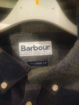 Camisa Barbour cuadros verde y gris