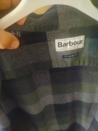 Camisa Barbour cuadros verde y gris