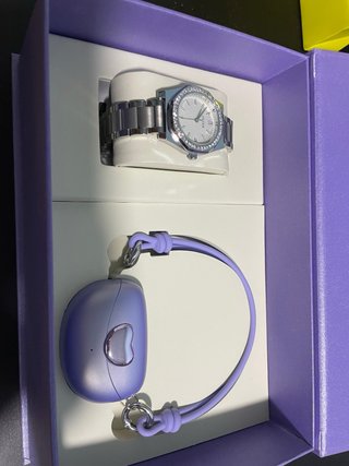 Pack Reloj y Auriculares Morado/Plata