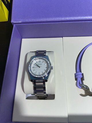 Pack Reloj y Auriculares Morado/Plata