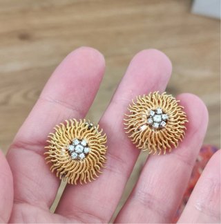Pendientes Oro y Diamantes Flor