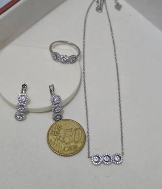 Conjunto Plata 925 Colgante, Pendientes y Anillo