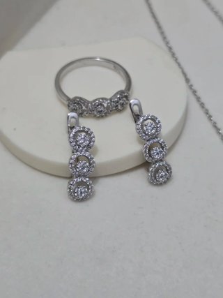 Conjunto Plata 925 Colgante, Pendientes y Anillo