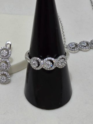 Conjunto Plata 925 Colgante, Pendientes y Anillo