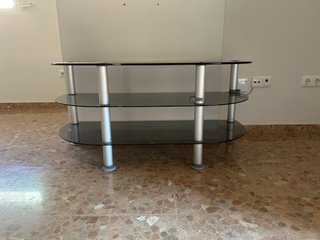 Mesa TV Cristal Ahumado y Aluminio - Náquera