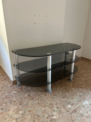 Mesa TV Cristal Ahumado y Aluminio - Náquera
