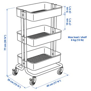 Carrito Auxiliar Ruedas IKEA RÅSKOG + Tabla Bambú