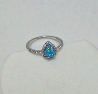 Anillo Plata 925 Ley Ópalo Azul