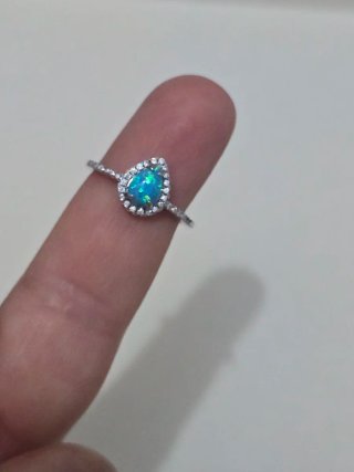Anillo Plata 925 Ley Ópalo Azul
