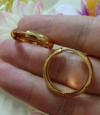 Pendientes Aro Media Caña Dorados Acero 316L