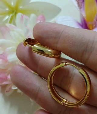 Pendientes Aro Media Caña Dorados Acero 316L