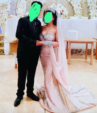 Vestido de Novia Rosa y Plateado talla S y M