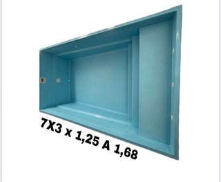 Piscinas de poliéster azul y gris