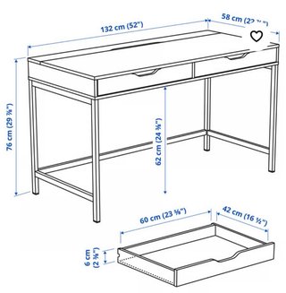 Escritorio IKEA ALEX 132x58 efecto roble blanco