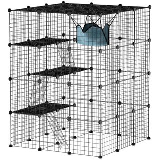 Jaula modular para gatos de 4 niveles con platafor