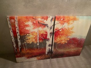 Cuadro 2 piezas paisaje árboles otoño