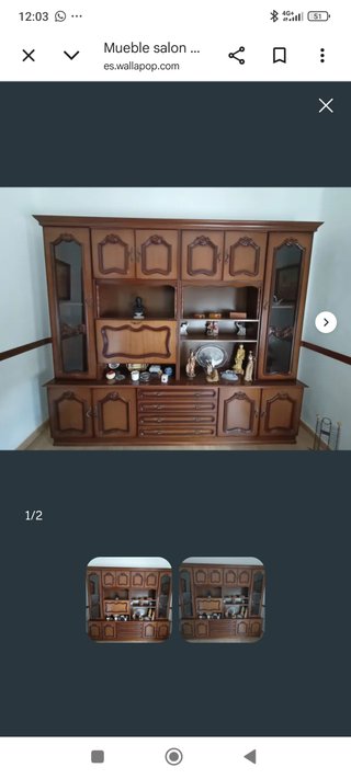 Mueble de salón madera y cristal
