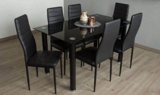 Mesa de comedor cristal y metal