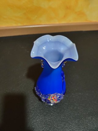 Jarrón de cristal Murano azul y multicolor