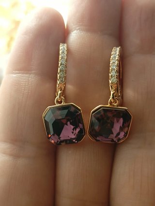 Pendientes Oro 18k Morados