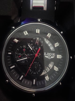 Reloj LIGE Hombre Deportivo Militar Negro Cuarzo