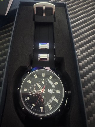 Reloj LIGE Hombre Deportivo Militar Negro Cuarzo