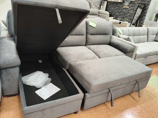 Sofá Cama Chaiselong Gris con Arcón