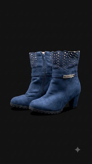 Botines ante azul tacón medio