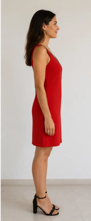 Vestido Dupple Rojo Talla L.