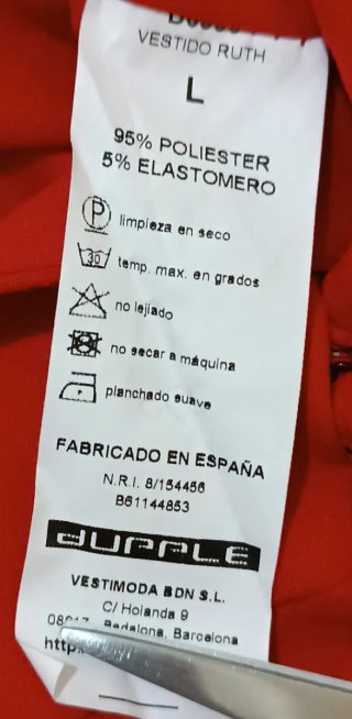 Vestido Dupple Rojo Talla L.