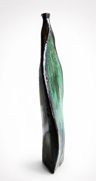 Escultura cerámica brutalista vintage 38cm