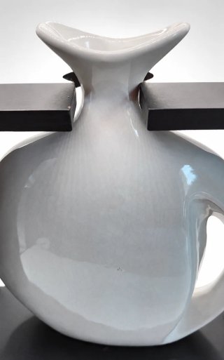Jarrón Decorativo Madera Negro Cerámica