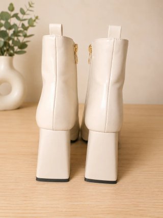 Botas beige tacón ancho plataforma