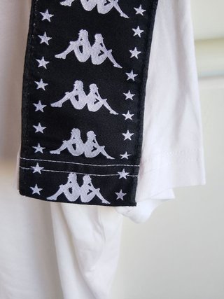 T-shirt Kappa Vintage 90s Bianca Nera cotone large