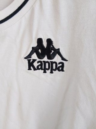 T-shirt Kappa Vintage 90s Bianca Nera cotone large
