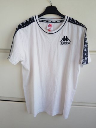 T-shirt Kappa Vintage 90s Bianca Nera cotone large