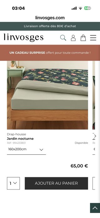 Jogo de lençóis cama de 160 Jardin nocturne linvos
